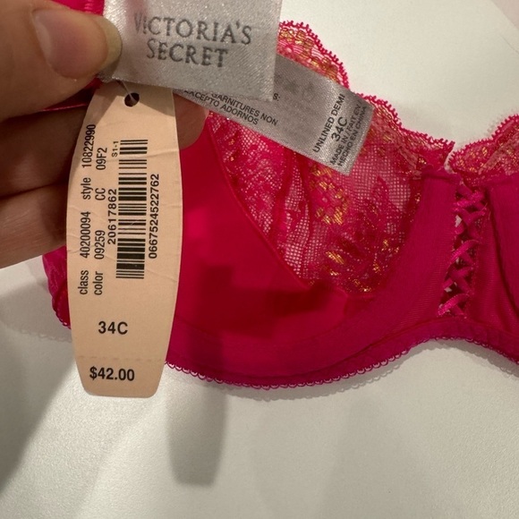 Victoria’s Secret unlined Demi lace bra size 34C in pink with gold detail NWT - Picture 4 of 5